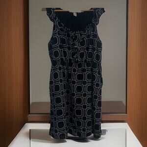 Old Navy Black Geometric V-neck Sleeveless Elastic Waist Tank Dress Sz XL lined